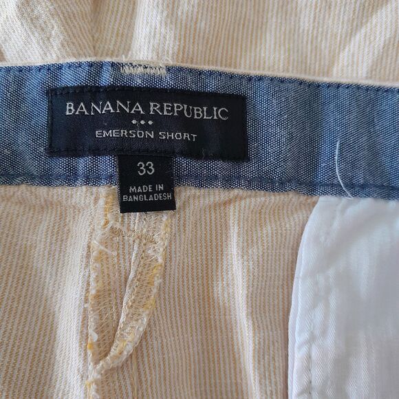 Banana Republic Emerson Shorts Regular Fit Flat Front Cotton Chino Preppy Sz:33 - Picture 7 of 7